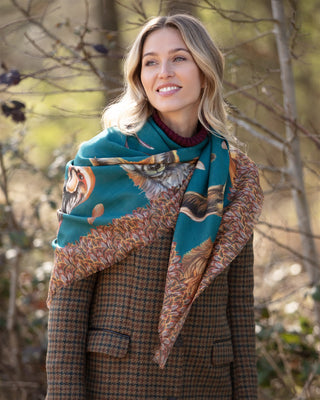 A Head of the Game Teal Wool Silk Shawl