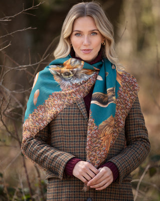 A Head of the Game Teal Wool Silk Shawl