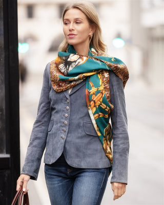 A Head of the Game Teal Wool Silk Shawl