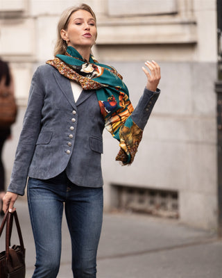 A Head of the Game Teal Wool Silk Shawl