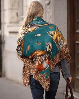 A Head of the Game Teal Wool Silk Shawl