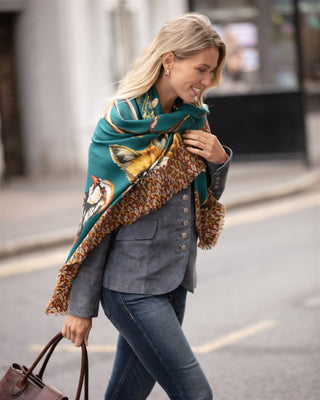 A Head of the Game Teal Wool Silk Shawl