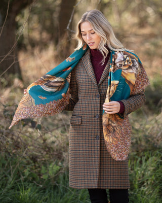 A Head of the Game Teal Wool Silk Shawl