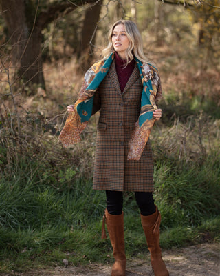 A Head of the Game Teal Wool Silk Shawl