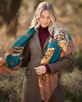 A Head of the Game Teal Wool Silk Shawl