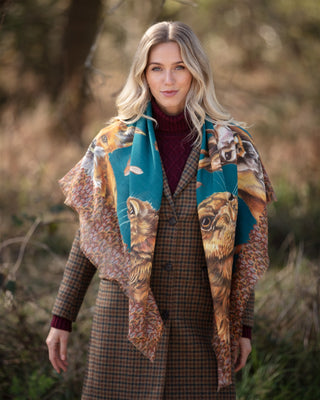 A Head of the Game Teal Wool Silk Shawl
