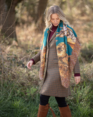 A Head of the Game Teal Wool Silk Shawl