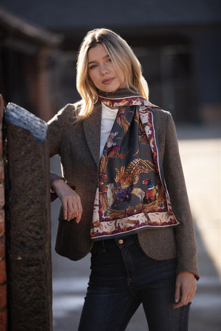 George & Friends Charcoal Classic Pure Silk Scarf