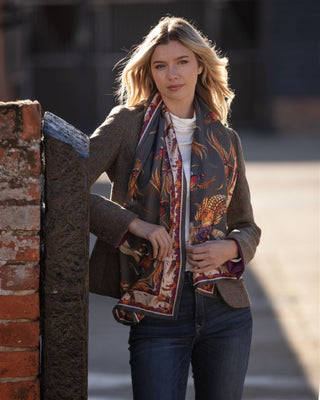 George & Friends Charcoal Classic Pure Silk Scarf