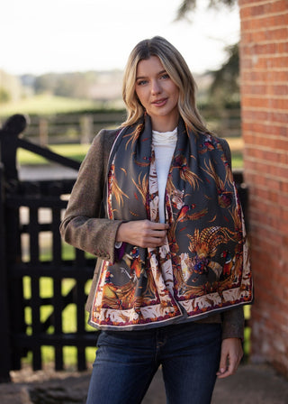 George & Friends Charcoal Classic Pure Silk Scarf