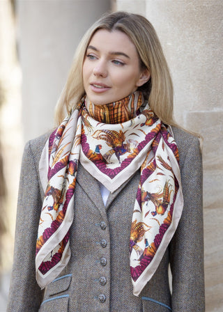 George & Friends Toffee Large Square Pure Silk Scarf