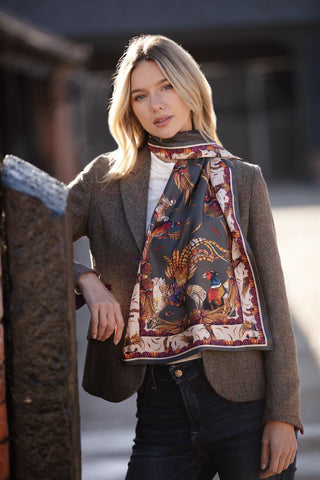 George & Friends Charcoal Classic Pure Silk Scarf