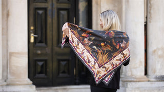 George & Friends Charcoal Grey Large Square Pure Silk Scarf