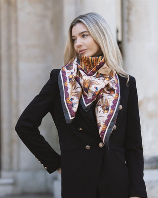 George & Friends Charcoal Grey Large Square Pure Silk Scarf