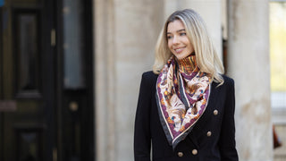 George & Friends Charcoal Grey Large Square Pure Silk Scarf