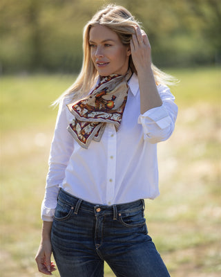 George & Friends Toffee Narrow Pure Silk Scarf