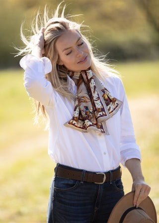 George & Friends Toffee Narrow Pure Silk Scarf