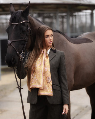 The Joy Ride Galloping Gold Classic Pure Silk Scarf