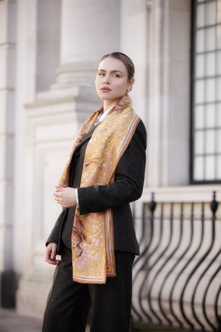 The Joy Ride Galloping Gold Classic Pure Silk Scarf