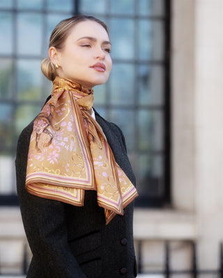 The Joy Ride Galloping Gold Classic Pure Silk Scarf