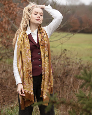 The Joy Ride Galloping Gold Wool Silk Wrap
