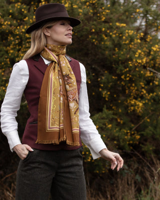 The Joy Ride Galloping Gold Wool Silk Wrap