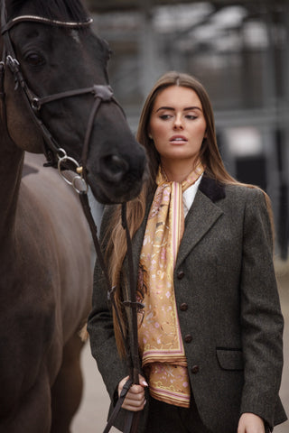 The Joy Ride Galloping Gold Classic Pure Silk Scarf