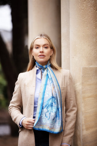 The Joy Ride Liberty Blue Classic Pure Silk Scarf