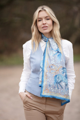 The Joy Ride Liberty Blue Classic Pure Silk Scarf