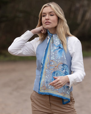 The Joy Ride Liberty Blue Classic Pure Silk Scarf