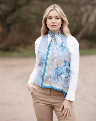The Joy Ride Liberty Blue Classic Pure Silk Scarf