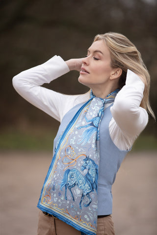 The Joy Ride Liberty Blue Classic Pure Silk Scarf