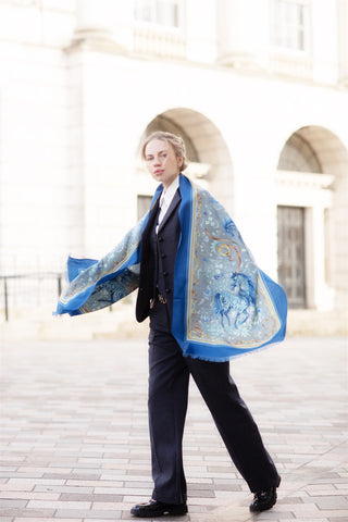 The Joy Ride Liberty Blue Wool Silk Wrap