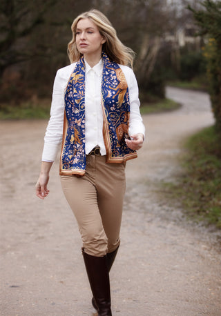 The Joy Ride Noble Navy Classic Pure Silk Scarf
