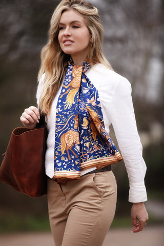 The Joy Ride Noble Navy Classic Pure Silk Scarf