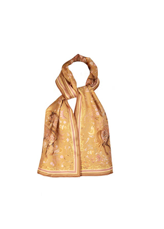 The Joy Ride Galloping Gold Classic Pure Silk Scarf