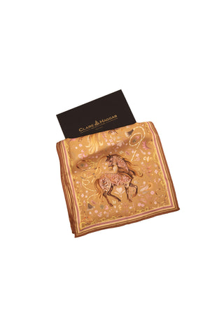 The Joy Ride Galloping Gold Classic Pure Silk Scarf