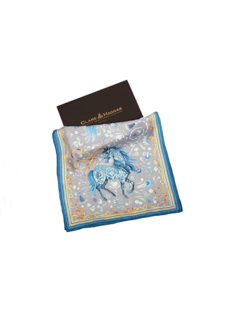The Joy Ride Liberty Blue Classic Pure Silk Scarf