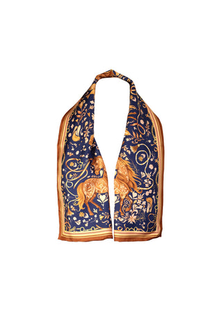 The Joy Ride Noble Navy Narrow Pure Silk Scarf