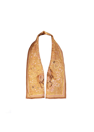 The Joy Ride Galloping Gold Narrow Pure Silk Scarf