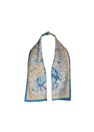 The Joy Ride Liberty Blue Narrow Pure Silk Scarf