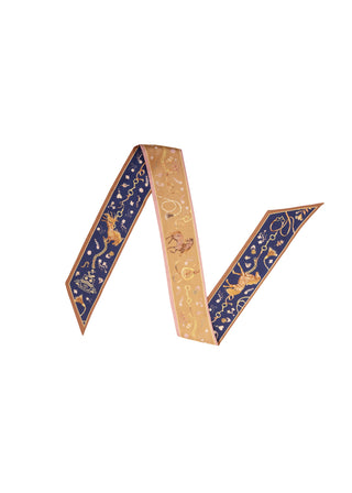 The Joy Ride Noble Navy and Galloping Gold Silk Twilly