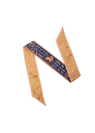 The Joy Ride Noble Navy and Galloping Gold Silk Twilly