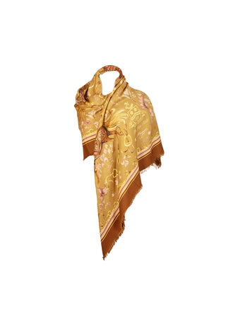 The Joy Ride Galloping Gold Wool Silk Shawl