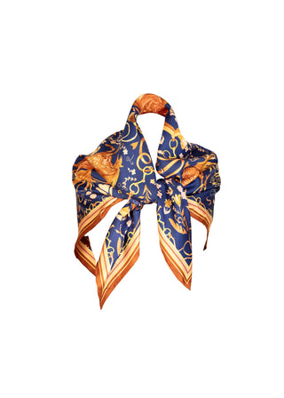 The Joy Ride Noble Navy Large Square Pure Silk Scarf