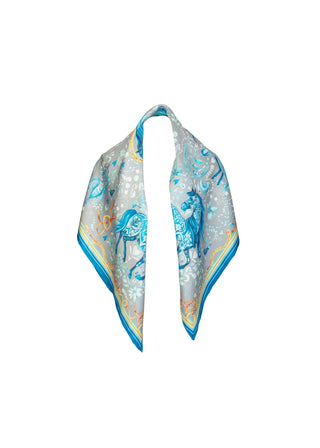 The Joy Ride Liberty Blue Large Square Pure Silk Scarf