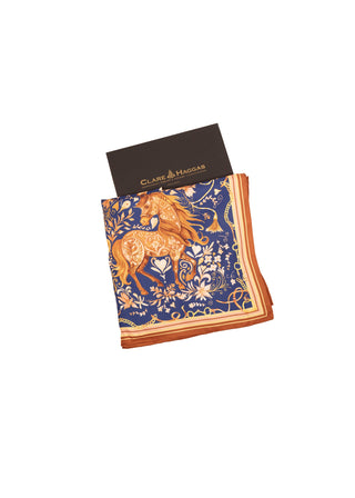 The Joy Ride Noble Navy Large Square Pure Silk Scarf