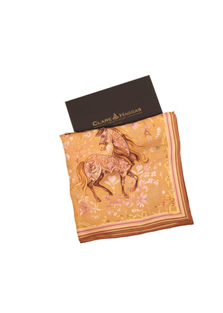 The Joy Ride Galloping Gold Large Square Pure Silk Scarf