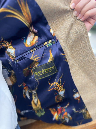 Tweed Long-line Waistcoat With Navy Lining
