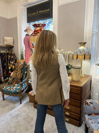 Tweed Long-line Waistcoat With Navy Lining